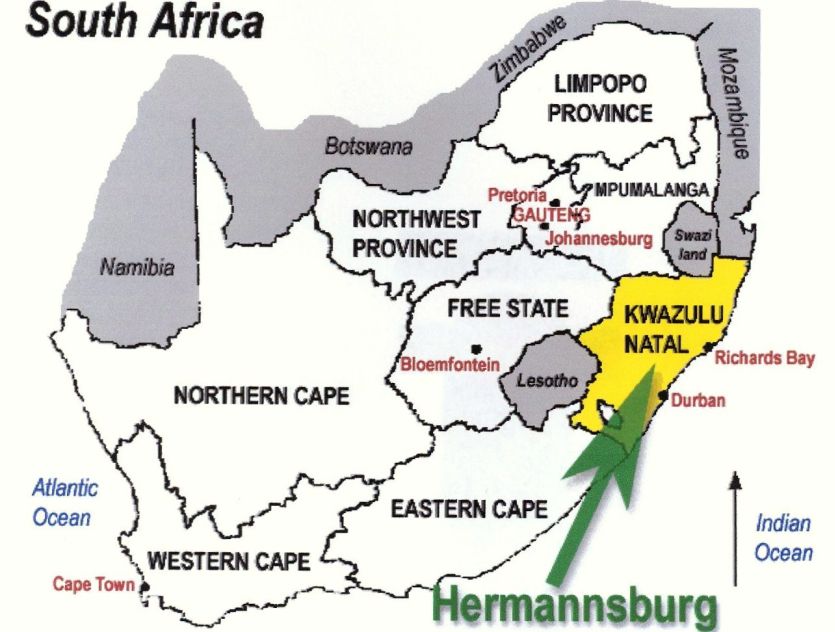 Karte Suedfafrika